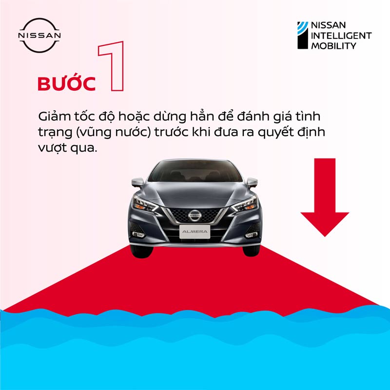 Nissan Long Biên: 7 bước hướng dẫn lái xe qua vùng bị ngập nước